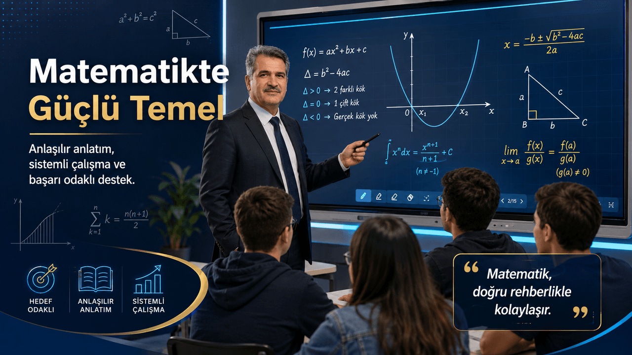 Gürbüz Gövrek dijital tahtada matematik dersi anlatıyor