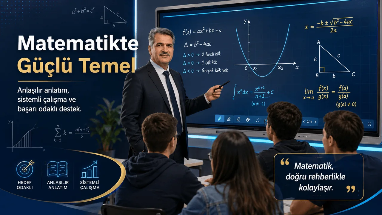 Gürbüz Gövrek öğrenciyle birebir matematik dersinde soru çözüm tekniklerini çalışıyor