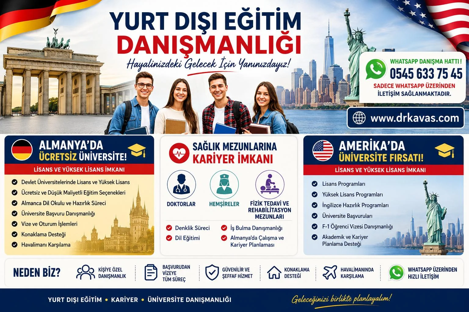 Yurt dışı eğitim danışmanlığı tanıtımı: Almanya’da ücretsiz üniversite, Amerika’da üniversite fırsatı ve sağlık mezunlarına kariyer imkânı başlıkları